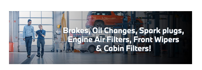 brakes, oil changes, spark plugs and filters
