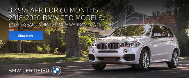 3.49% APR 60 months on 2018-2020 in-stock BMW CPO models