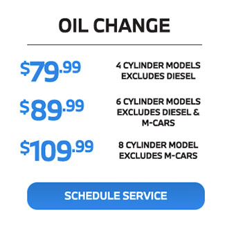 3 tiers of oil changes services, $79.99, $89.99, $109.99. See dealer for details.