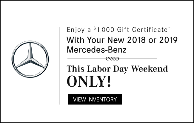 $1,000 Gift Certificate with New 2018 or 2019 Mercedes-Bens