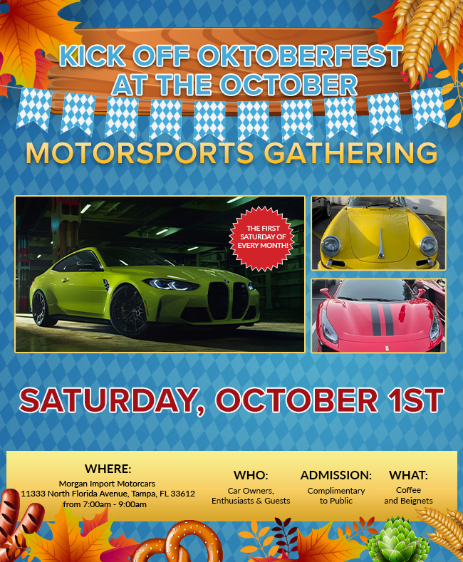 Kick off oktoberfest at the october - Motorsports Gathering - Saturday, October 1st