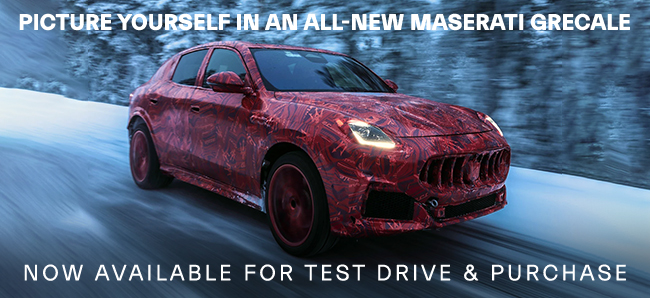 Picture yourself in an all-new maserati grecale - now available for test drive and purchase