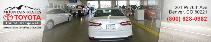 Thank you for choosing Mountain States Toyota!

					201 W 70th Ave, Denver CO 80221, or call (800) 628-0982