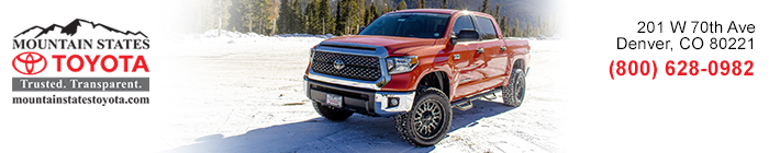 Mountain States Toyota: Trade In Your Old Toyota Tundra Today.

201 W 70th Ave, Denver CO 80221, or call (800) 628-0982