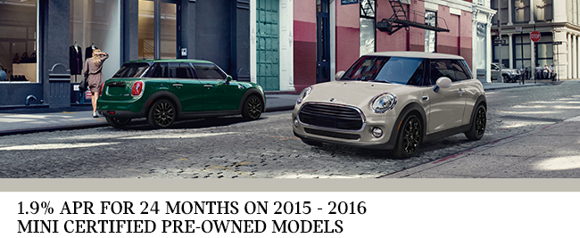 1.9% APR for 24 months on 2015 - 2016 MINI Certified Pre-Owned Models
