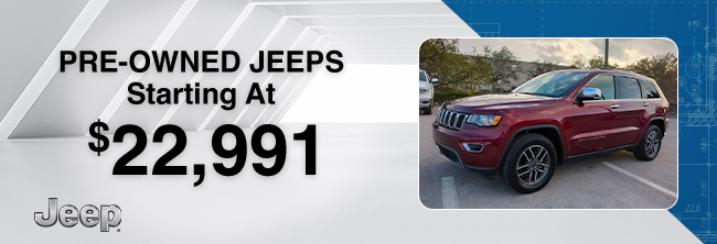 pre-owned Jeeps starting at 22,991