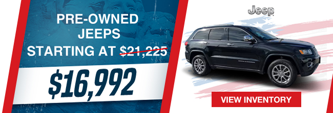 pre-owned Jeeps starting at 16992