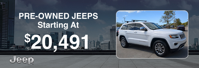 pre-owned Jeeps starting at 20,491