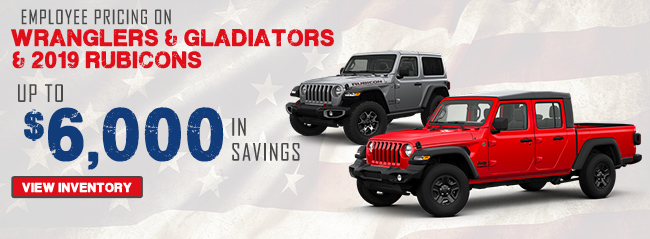 Employee Pricing on Wranglers and Gladiators and 2019 Rubicons