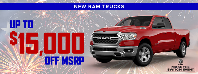 up to $15,000 off msrp on new RAM trucks