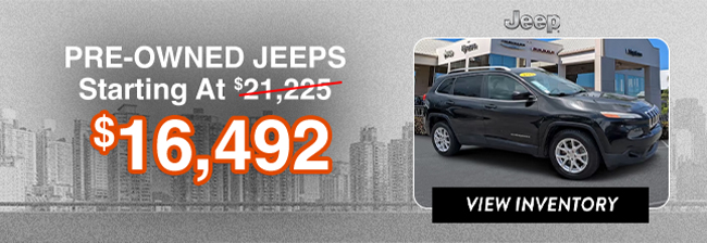 pre-owned Jeeps starting at 16492