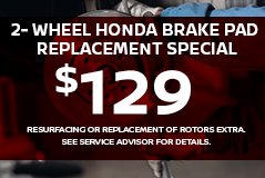 2 Wheel Honda Brake Pad Replacement Special