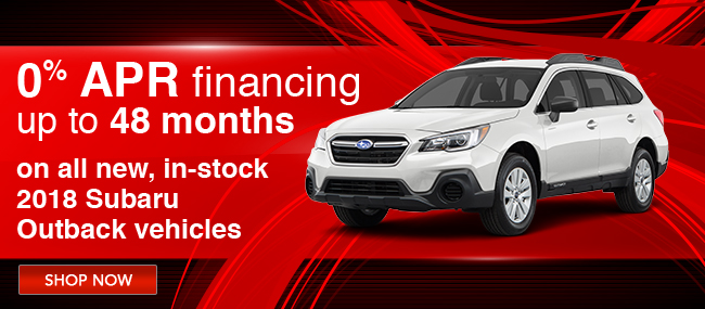 0% APR Financing Up To 48 Months On All New, In-Stock Subaru Outbacks
