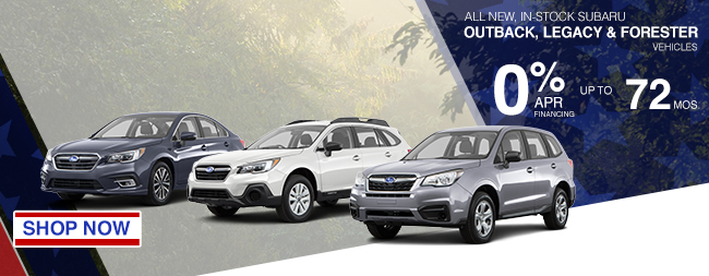 All new, in-stock Subaru Outback, Legacy & Forester vehicles