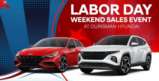 Labor Day themed promotional offer on New Hyundai vehicles