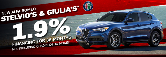 1.9% Financing for 36 Months on all Stelvio’s & Giulia’s*