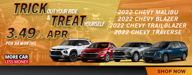 Trick out your ride & Treat Yourself, special apr offer on new Chevrolet models, click to visit inventory online