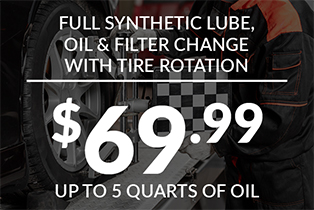 Full synthetic lube oil and filter change with tire rotation