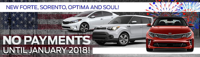 No Payments Until January 2018!  On Every New Forte, Sorento, Optima and Soul!