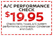 A/C Performance Check $19.95