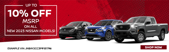special 10 percent discount on MSRP for 2023 Nissan models