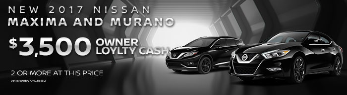 NEW 2017 NISSAN MAXIMA AND MURANO $3,500 OWNER LOYALTY CASH