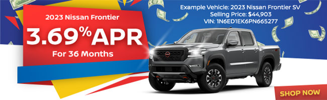 special apr offer on Nissan Frontier and Pathfinder