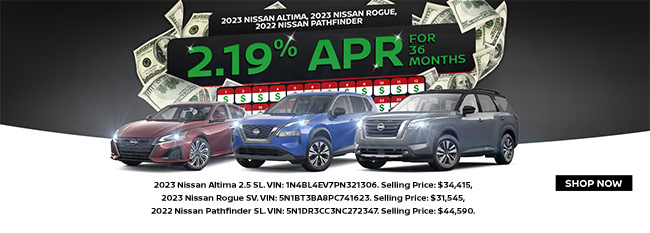 Special offer on Nissan models at 2.19% apr for 36 months