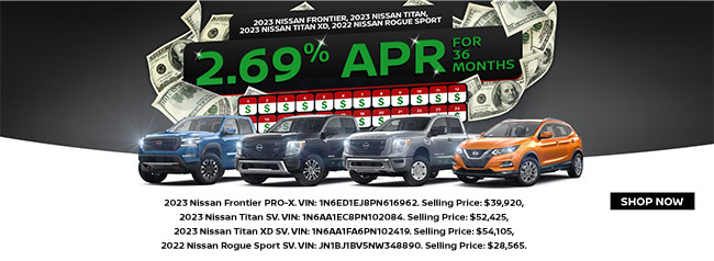Special offer on Nissan models at 2.69% apr for 36 months