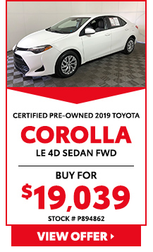 2019 Toyota Corolla LE 4D Sedan FWD