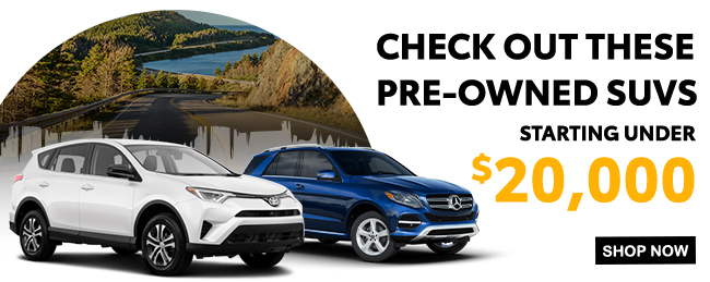pre-owned SUVs strating under $20,000