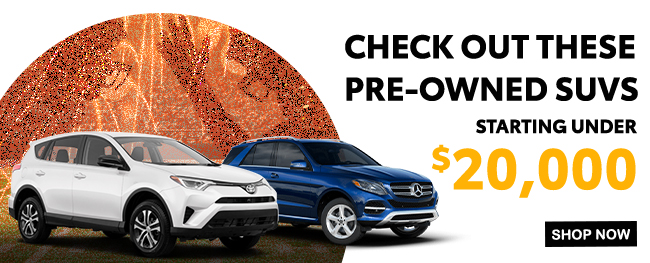 pre-owned SUVs strating under $20,000
