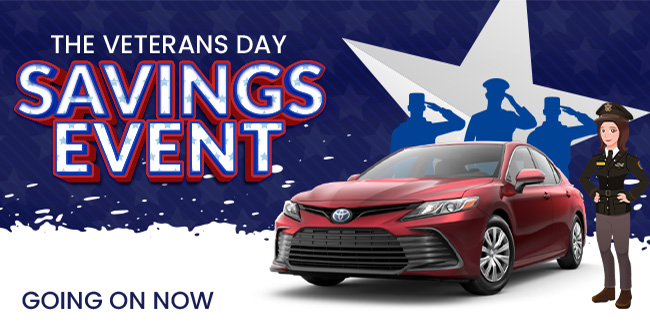 the veterans day savings event is going on now at Rivertown Toyota