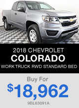 PRE-OWNED 2018 CHEVROLET COLORADO WORK TRUCK RWD STANDARD BED Buy For $18,962