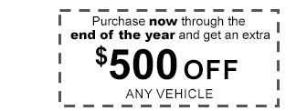 $500 off any vehicle offer. see dealer for full details.