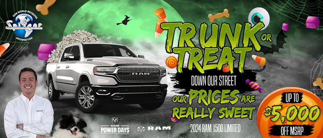 Trunk or treat down our street, our prices are sweet