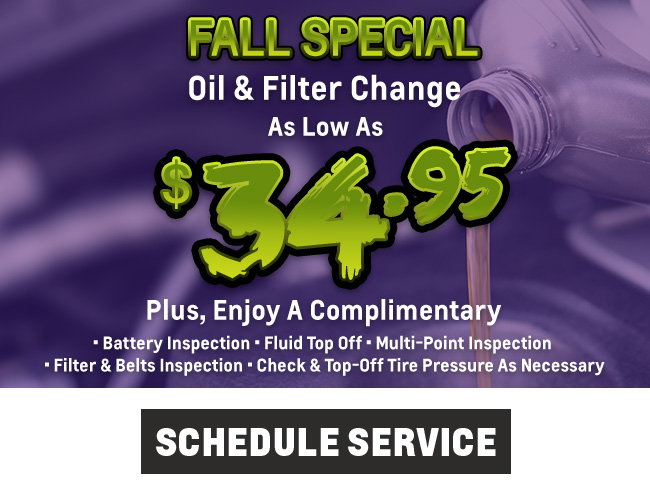 fall specials like oil and filter change special