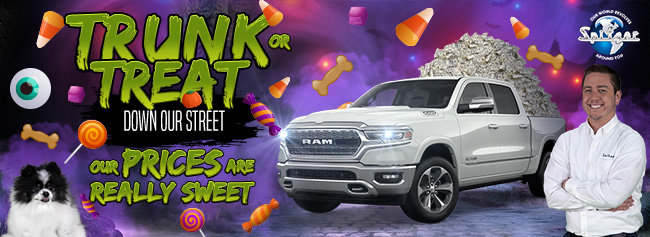 trunk or treat our prices are really sweet Halloween scene