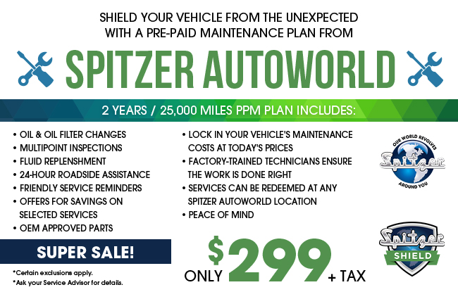 shield your vehicle with a prepaid maintenance plan from Spitzer Autoworld