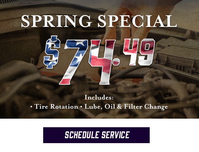 Spring Special including tire rotation and lube, oil and filter change