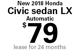 New 2018 Honda Civic Sedan LX $79 per month