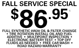 FALL SERVICE SPECIAL $86.95