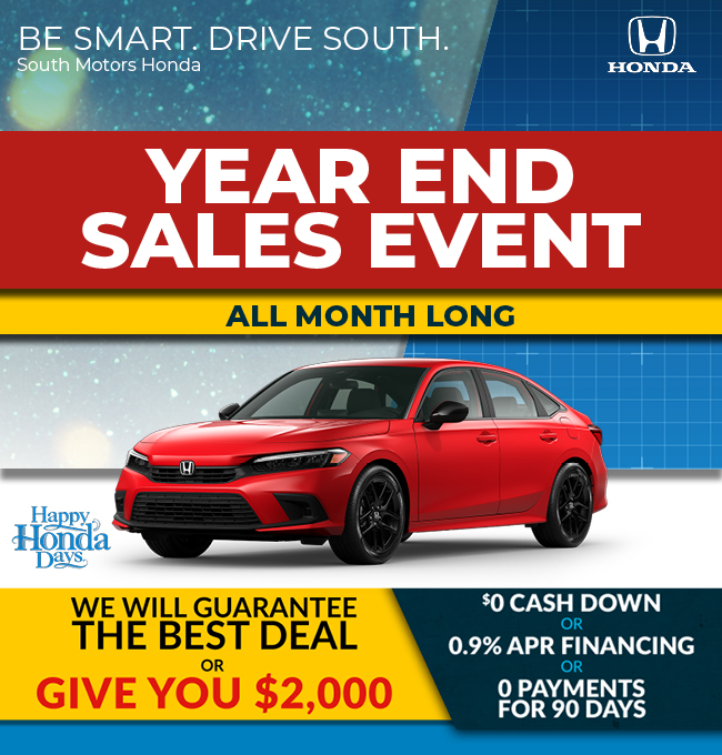 Be smart - drive South - Year end sales event all month long