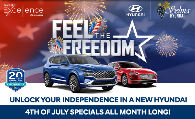 Feel the freedom - unlock your independence in a new Hyundai - 4th of July specials all month long