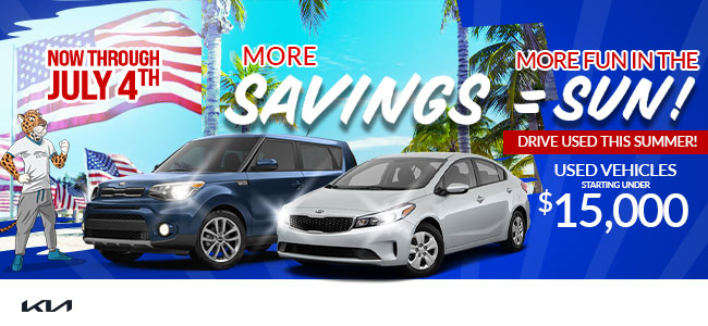 promotional offer from Kia Southside featuring Kia vehicles