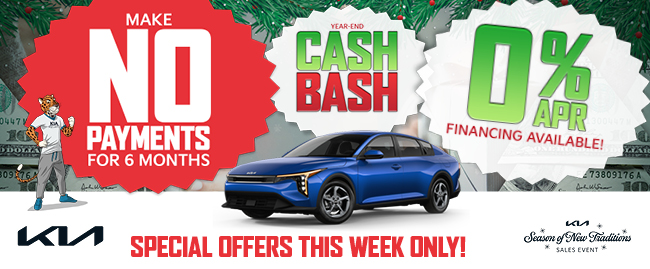 Make no payments for 6 months - Year End Cash Bash - Special offers this week only