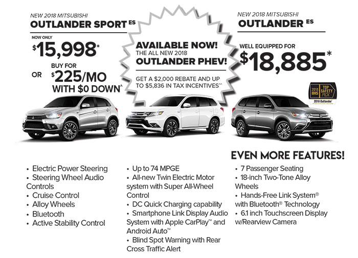 New 2018 Mitsubishi Outlander and Outlander Sport and Outlander PHEV