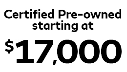 Certified Pre-Owned Vehicles Starting from $21,000