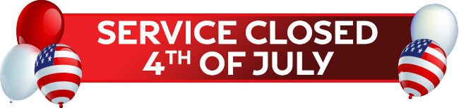 Service Closed 4th of July