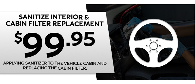Sanitize Interior and cabin filter replacement